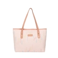 Bolso tote rosa bordado con patrones geométricos y correas de cuero - Rosa