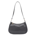 Bolso hobo de charol gris carbón brillante con herrajes dorados sobre fondo blanco - Gris
