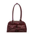 Deep burgundy glossy patent leather underarm bag with sweet bow decorative pockets - Red