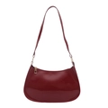 Bolso hobo de charol rojo intenso brillante con cremallera dorada de estilo moderno - Rojo