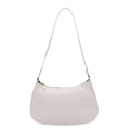 Bolso de hombro minimalista en charol blanco con detalles dorados y correa delgada - Blanco