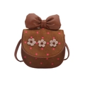 Mini borsa a tracolla vintage marrone con pois rosa e fiori 3D per bambine - Marrone