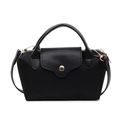 Elegant black contrast shoulder bag with leather handle and gold hardware in classic design - Black