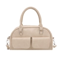 Elegante borsa Boston bianco sporco con due tasche frontali e tracolla regolabile - Beige