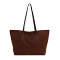 Winterse shopper met luipaardprint in donkerbruin met textuur en lange schouderbanden - Rood