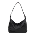 Versatile black oversized tote bag for women featuring a sleek hobo design and long shoulder strap - Black