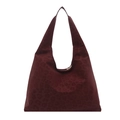 Elegante borsa hobo bordeaux con stampa leopardata e tracolla larga per donna alla moda - Rosso