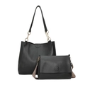 Ensemble sac cabas noir grande capacité et sac bandoulière avec sangle géométrique chic - Noir