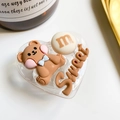 Close-up of a heart-shaped resin phone grip featuring a cute bear and Sweet lettering - Heart Bracket - Transparent Brown Series - No. 8