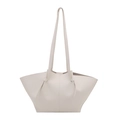 Minimalistische cremeweiße große Shopper-Tasche aus Leder mit Knotendetails am Träger - Weiß