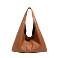 Borsa tote minimalista in pelle marrone caramello con ampia tracolla e design hobo spazioso - Marrone