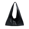 Borsa tote grande nera minimalista in morbida pelle per il pendolarismo quotidiano - Nero