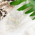 Cute transparent bear-shaped phone grip with colorful iridescent stars and sequins - Bear Holder-Random Shell-Mixed Color