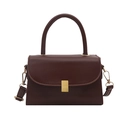 Vintage dark brown square shoulder bag with gold clasp and detachable strap for women - Brown