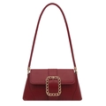 Minimalistische dunkelrote Leder-Achseltasche mit markanter goldener Kettenschnalle - Rot