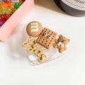 Supporto telefono cuore con orsetto 3D, biscotto e ciondoli al cioccolato in resina - Supporto a cuore - Serie marrone trasparente - n. 12