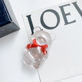 Supporto per telefono a forma di orsetto in acrilico con fiocco rosso su scatola regalo - Orso con Fiocco di Cristallo (Rosso) / Rosso