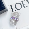 Dettaglio dell'impugnatura per telefono a forma di orso con fiocco viola iridescente - Orso con Fiocco di Cristallo (Viola) / Viola