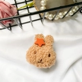 Cute brown plush rabbit phone grip with star detail on white satin background - Brown Rabbit (Brown)
