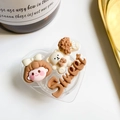 Support de téléphone en cœur avec ours 3D et lettrage sweet style crème - Support Coeur - Série Marron Transparent - N° 6