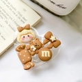 Braune herzförmige Handyhalterung mit Cartoon-Bär und Candy-Bean-Harzanhängern - Herzform Transparent Braun Nr. 3