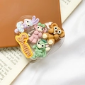 Herzförmige Handy-Halterung mit Duffy and Friends Harz-Design und Shellie-Schrift - Transparent Vier Tiere