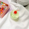 Supporto per telefono cupcake gelatina verde con ciliegia rossa e texture 3D in resina - Ciliegia Cremosa-Verde