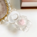 Soporte para móvil de oso transparente con corazón rosa e agarre extensible - Oso con Corazón / Rosa