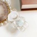Soporte de móvil oso transparente con corazón azul brillante y base retráctil - Oso con Corazón / Azul