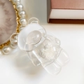 Soporte para móvil de oso transparente con corazón blanco accesorio minimalista de resina - Oso con Corazón / Blanco