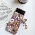 Funda Z Flip con diamantes rosas, colgante de perfume y borla de perlas - Samsung ZFlip3 / Carruaje de Calabaza Con Diamantes-Rosa