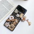 Funda de lujo con diamantes negros para Z Flip con frasco de perfume y colgantes - Samsung ZFlip3 / Carruaje de Calabaza Con Diamantes-Negro