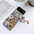 Funda de lujo con diamantes para Samsung Z Flip con frasco de perfume y perlas - Samsung ZFlip3 / Carruaje de Calabaza Con Diamantes-Colorido