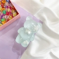 Light blue translucent bear phone grip with white cloud insert for desk support - Light Green Cloud Bear