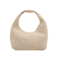 Elegante borsa hobo intrecciata beige con trama a spina di pesce per vacanze estive - Bianco