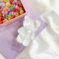 Foldable transparent white bear phone griptok with snowy resin glitter texture - White Cloud Bear