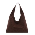 Grande borsa hobo con stampa leopardata marrone scuro e tracolla dal design minimalista - Marrone