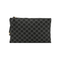 Black PU leather envelope clutch bag with M letter monogram print and gold zipper detail - Rick Morty McDonald Black
