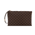 Brown envelope clutch bag with dark brown M-letter pattern and wrist strap - Style M Coffee