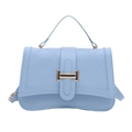 Hellblaue gesteppte PU-Lederhandtasche mit gebogenem Boden und Goldbeschlägen - Blau