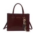 Bolso tote rojo oscuro de gran capacidad con letras doradas y colgante chocolate - Rojo (Con Colgante)
