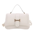 French retro cream white crossbody bag with rhombus stitching and golden lock detail - White