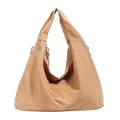Large capacity light coffee tote bag with drawstring side details and zipper closure - Khaki