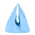 Sky blue minimalist nylon tote bag with side zippers and large capacity design - Blue