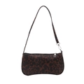 Borsa baguette alla moda con stampa leopardata, dettagli in metallo e tracolla sottile - Marrone
