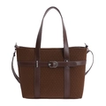 Bolso tote marrón de gran capacidad con textura en V y correa ajustable extraíble - Marrón