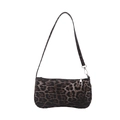Borsa a spalla alla moda con stampa leopardata, stile vintage e cerniera argentata - Nero