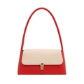 Bolso de hombro retro en color rojo y blanco con cierre cuadrado dorado y estilo elegante - Rojo