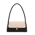 Bolso baguette chic en blanco y negro con hebilla metálica dorada y acabado de cuero PU - Negro