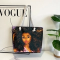 Borsa tote classica in tela con stampa a cartoni animati e manici in corda di cotone bianco - Stile 14